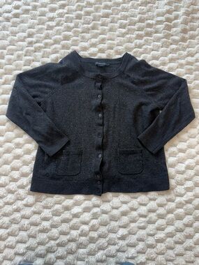 Pendleton Gray Wool Silk Blend Button Front Cardigan Sweater Large